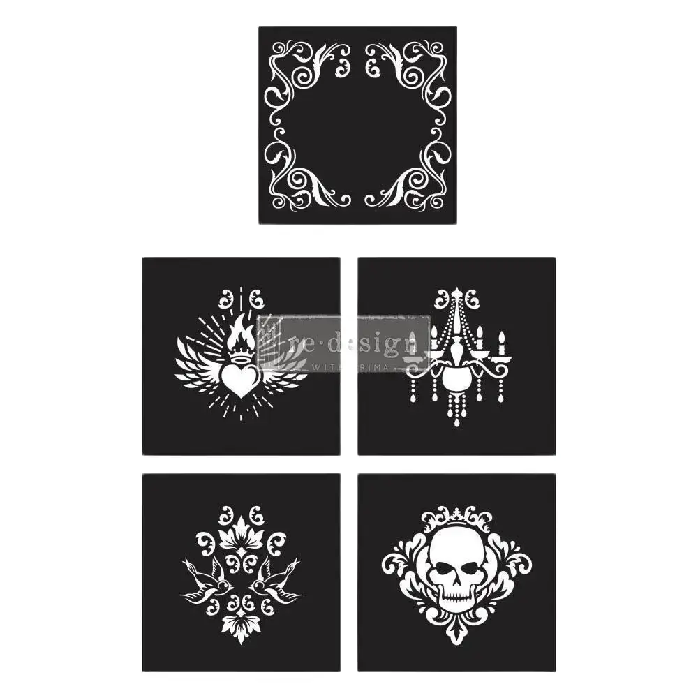 Redesign With Prima Decor Stencils® Cece - Mix & Style - Glam Punk - 5 pcs, 12"x12" sheet size each 655350657079