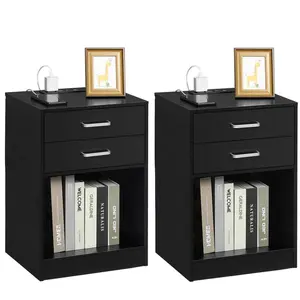 Sikaic 2PCS Nightstand With Charging Station Drawers Bedside Table Sikaic 2PCS Nightstand With Charging Station Drawers Bedside Table