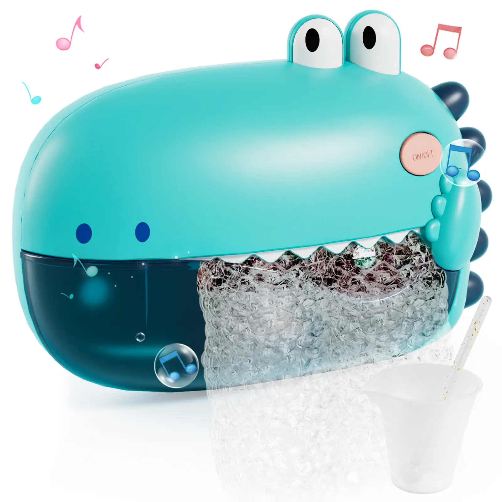 Dinosaur Bubble Machine For Kids, Dinos Bath Bubble Maker, Tub Automatic Bubble Machine, New Upgrades Bath Toy with 12 Music & 5 Suction Cup, Fun Show