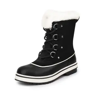 DREAM PAIRS Women's Snow Winter Boots Mid Calf Waterproof Warm Faux Fur Lined Lace Up Anti-slip Outdoor Duck Boots