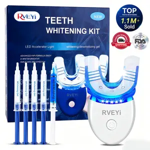 【RVEYI】LED tooth whitening light tooth whitening set, including 5 X 3ml carbamide peroxide tooth whitening gel, safe enamel, suitable for parents, girlfriend/boyfriend gifts