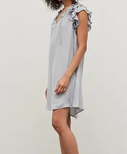 Ruffle Shoulder Mini Dress