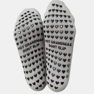 Hot Grandmas Don't Slip Sock Gray Black- One Size Fits Most- gift for grandma - nonslip socks for grandma - grandma Christmas gift