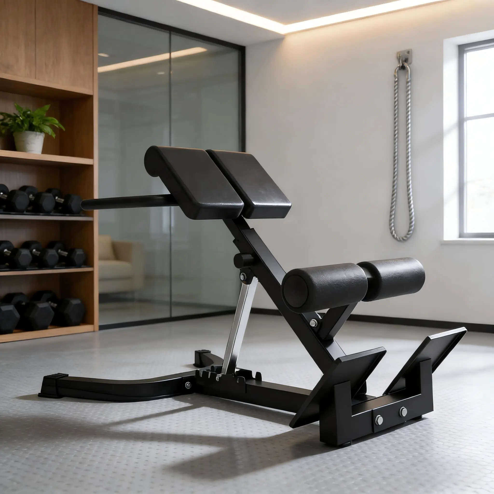 Garvee Roman Chair Back Extension Bench, 330LBS Hyperextension Bench with Dual Adjustable Anti-Slip Base, Workout for Home Gym, Black