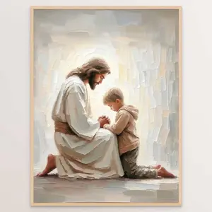 Jesus and Little Boy Praying, Christian Art, Jesus and Boy, Jesus and Kids, Jesus with Children, Jesus Art, LDS Art, Bible Painting