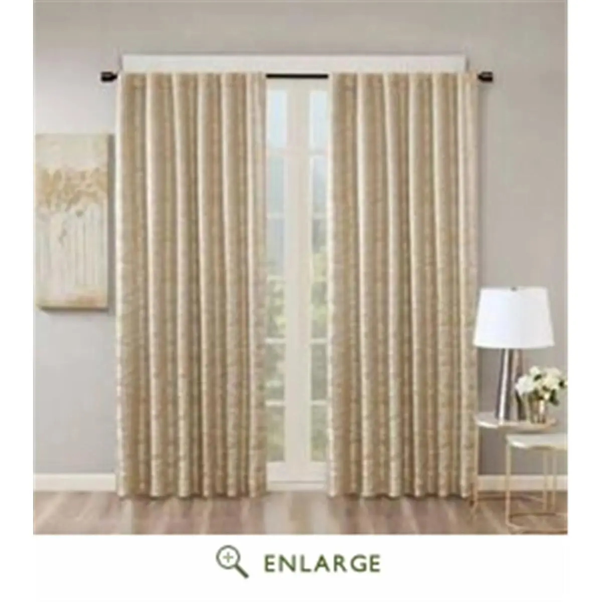 SunSmart SS40-0004 Cassius Gold Marble Jacquard Weave Single Panel Total Blackout Window Covering, 50x84 in, Luxury Decor Home Interior Bedroom Curtain for Energy Savings