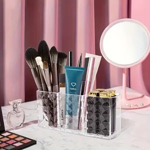 1pc Clear Acrylic Makeup Storage Box for Eyebrow Pencils and Brushes - Makeup Storage Box with Makeup Cosmetic Organizer Cosmetics Storage Box