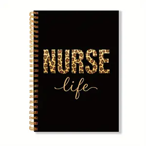 Nurse Life Letter Pattern Spiral Notebook, 1 Count Creative Leopard Print Cover Notebook, Motivational Positive Journal Notebook for Writing Work College, Planner Notebook, Spiral Bound Notepad