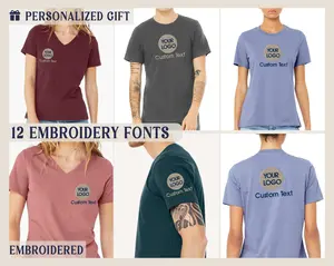 Embroidered - Custom Logo T-shirts for adults - Personalized Gift - Vneck and Women's t-shirt option available.