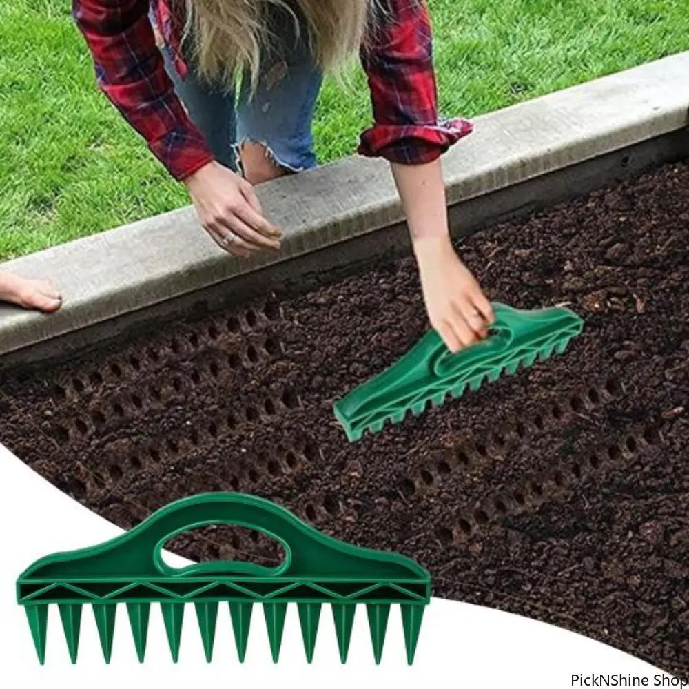 Manual 12-Hole Gardening Dibbler, Durable Plastic Seeds Planting Tool with Efficient Punch, Versatile Soil Loosener and Spacer for Farming, Hassle-Free Planting, Hexagonal, Synthetic, Outdoor Garden Accessories