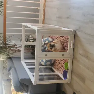 Dog Playpen 23.6 Height 8/10PCS Clear Acrylic Pet Playpen Indoor with Gate, Pet Pen for Puppies Cats & Bunnies, Easy Assemble Foldable Whelping Box