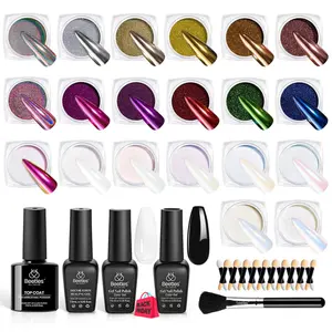 Beetles Mirror Effect Nail Chrome Powder with Top Coat Holographic Aurora Iridescent Pearlescent Manicure Nail Art Decoration Glitter Gifts Beauty Products Fall Nail Halloween Nail Black Friday Winter Nail Christmas Gift