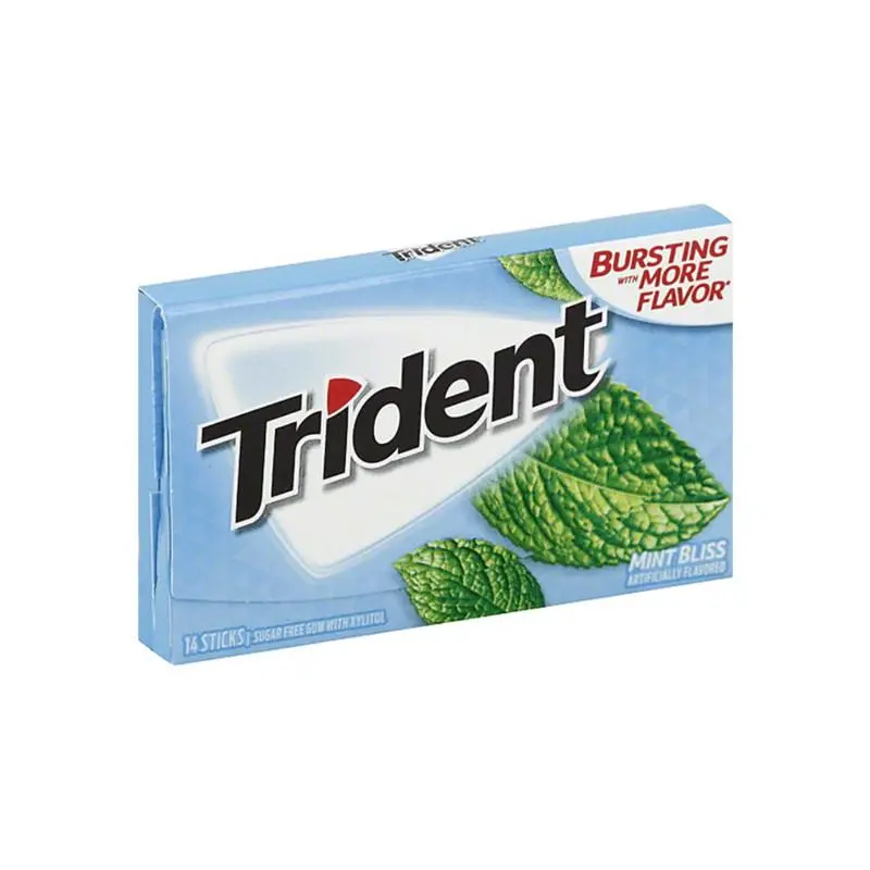 3x Trident Mint Bliss Sugar Free Chewing Gum - Cool Mint Mints Snack Candy Flavor 14ct
