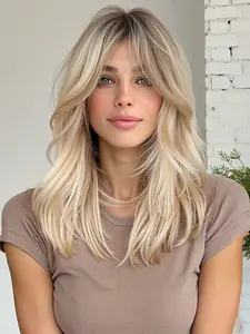 20 Inch Wig Gradient Natural Curly Hair, High Temperature Resistant Fiber, Suitable for All Seasons, Synthetic Wavy Curly