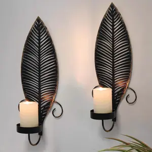 IBEEDOW Wall Candle Sconce Holder Set of 2, Metal Wall Candle Holder, Hanging Wall Mounted Decorative Candle Holder for Living Room Bedroom Dining Room IBEEDOW