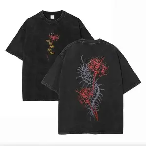 Tokyo Ghoul Ken Kaneki Red Eye King Ghoul Flower V6 Anime Acid Washed T-Shirt, Hoodie – Anime Graphic Tee, Vintage Cotton Unisex Graphic Tees 90s Top Unisex Couple T-shirt