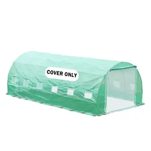 Aoodor Greenhouse Replacement Cover, Large Walk in Tunnel Outdoor Plant Gardening Greenhouse Spare Parts Cover (Frame NOT Included)