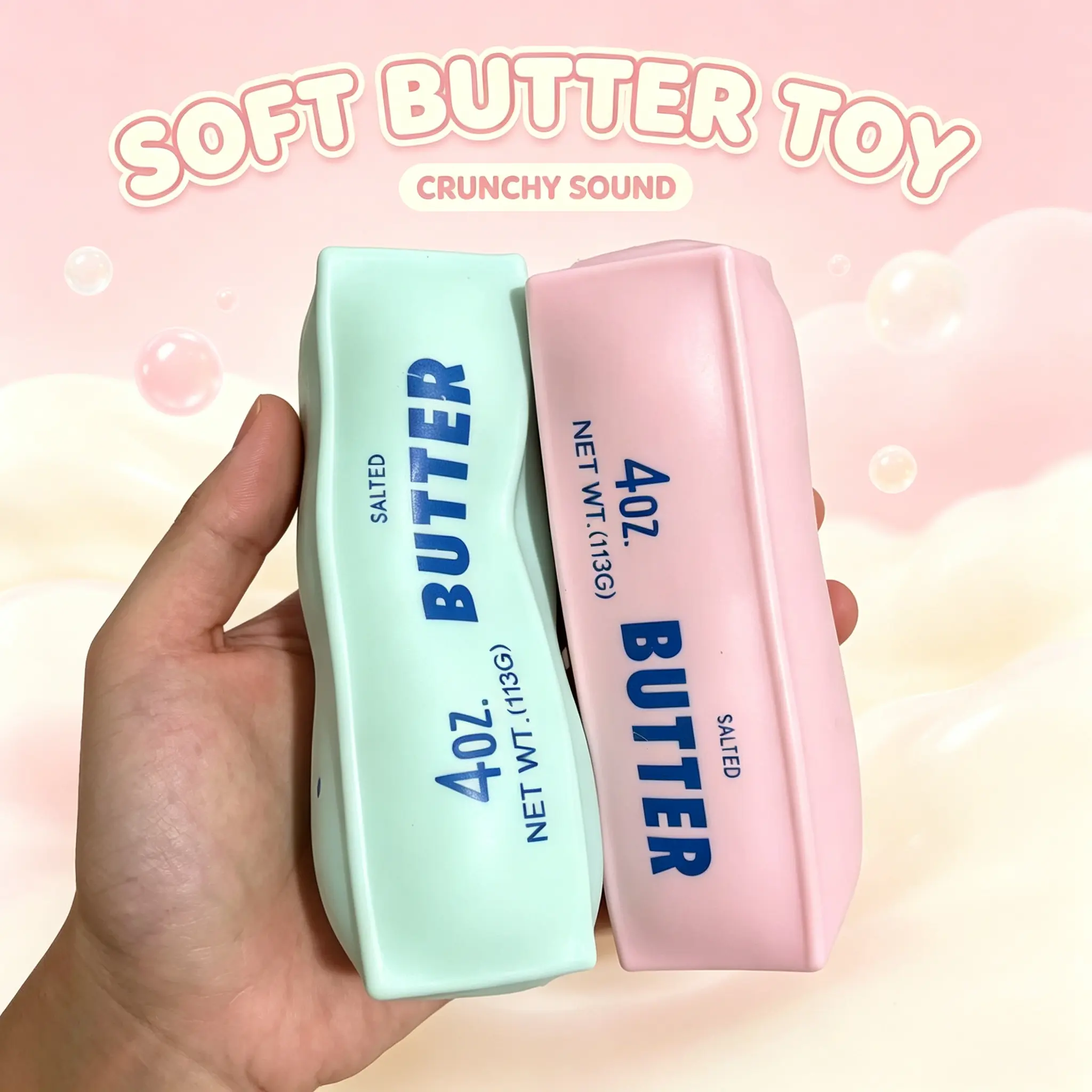 D.Squishy Toy Butter Bar Stress Relief Fidget Toy, , Home, School, Study, and Office Use, Soft Squeeze Crunchy Sensory Play Toy for Desk Breaks，Cute Handheld Butter Shape Toy for Everyday Fun, Kids, Teens, Teachers, Office Workers, Small Gift Buyers