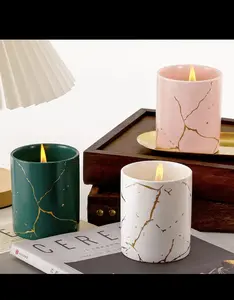 Marble Candles With Gold Splatter Design