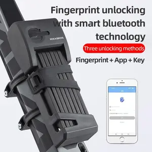 ROCKBROS Folding Bike Lock Smart Fingerprint Bike Lock Heavy Duty Anti Theft Foldable Bike Lock