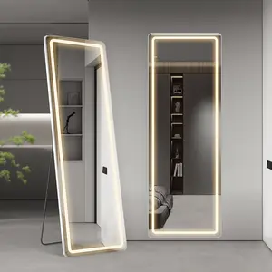 Gianna 64"x21" LED Full Length Mirror with Aluminum Frame and Polished Glass for Bedroom