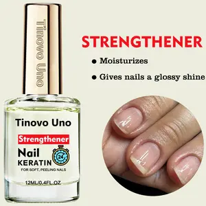 Tinovo Uno 24 Strengthener Keratin Nail Hardener, Nail Care Solution, Super Gloss Ultra Hard Shield, Moisturizes Nail Strengthener for Soft, Peeling and Weak Nails, Nail Growth Fast, Natural Quick-Dry, No Need UV/LED Light, Manicure DIY Tools, Gifts