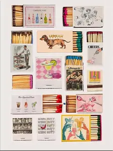 Vintage Matchbox Print, Trendy Matches Poster, Retro Matchbook Wall Art, Bar Cart Aesthetic Print For Apartment Decor Decoration