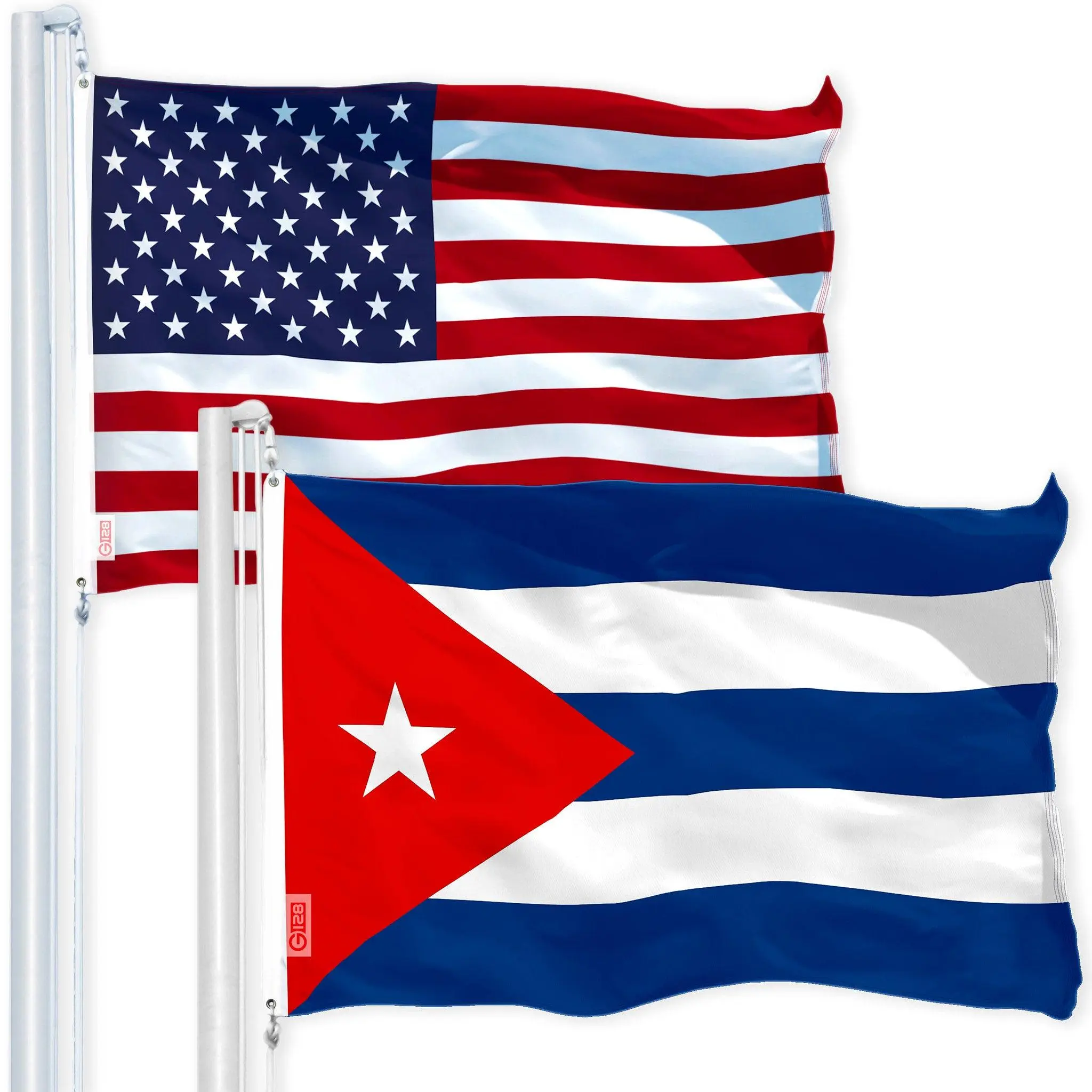 G128 Combo Pack: USA  3x5 Ft 150D Printed Stars & Cuba Flag 3x5 Ft 150D Printed