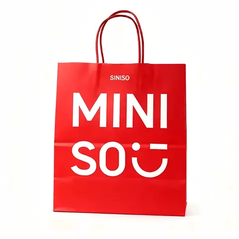 MINISO Fashionable Shopping Bag - Logo Print, Eco-Friendly Foldable Office Stationery Gift Wrapping, Multi-Size (Medium 305*360*170 mm, Small) for Grocery Shopping, Beach Use (Ideal for Girlfriends)