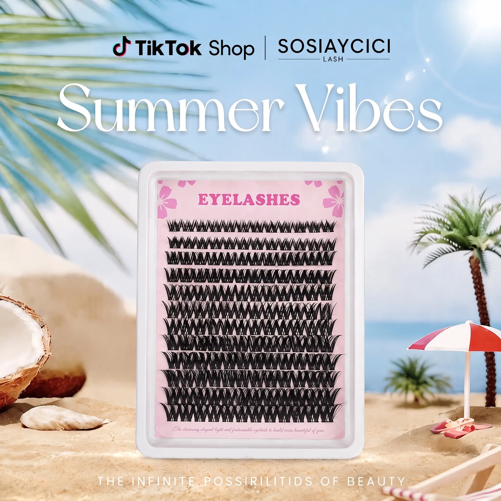 [SOSIAYCICI - QUICK FIT SERIES] Zephyr Soft Breeze Flawless Look Cluster Lashes 8-18mm Mixed Wispy Band Individual Lash Clusters Summer Beach Date Holiday Makeup For All Eye Shapes