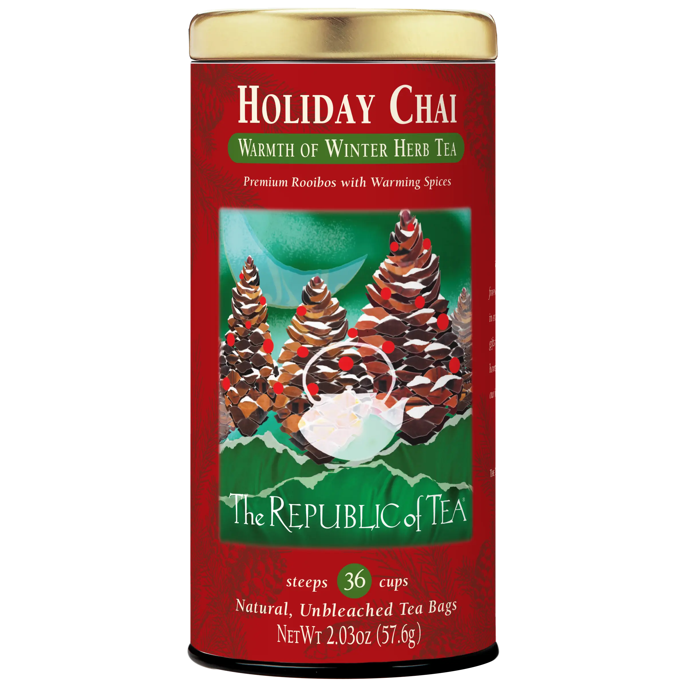 The Republic of Tea Holiday Chai Herbal Tea Bags, 36 Tea Bags