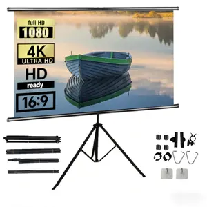 Tripod Projector Screen with Height Adjustable Stand – Portable 4K/HD 16:9 Wrinkle-Free Screen for Indoor Outdoor Use | Home Cinema, Gaming & Movie Night Setup