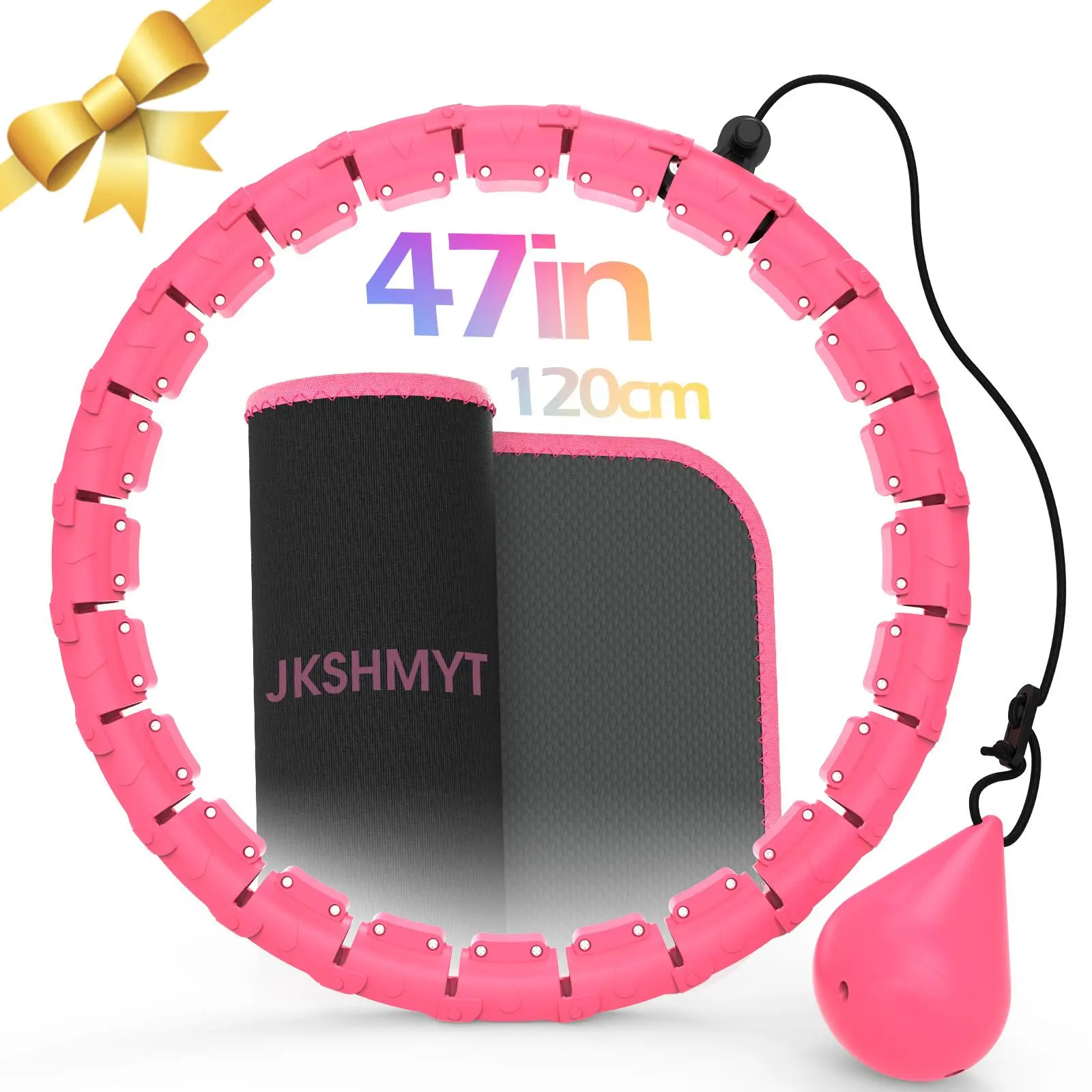 JKSHMYT Smart Weighted Fit Hoop Plus Size for Adults fitness, 2 in 1 exercise Hoop, 24 Links Detachable & Size Adjustable