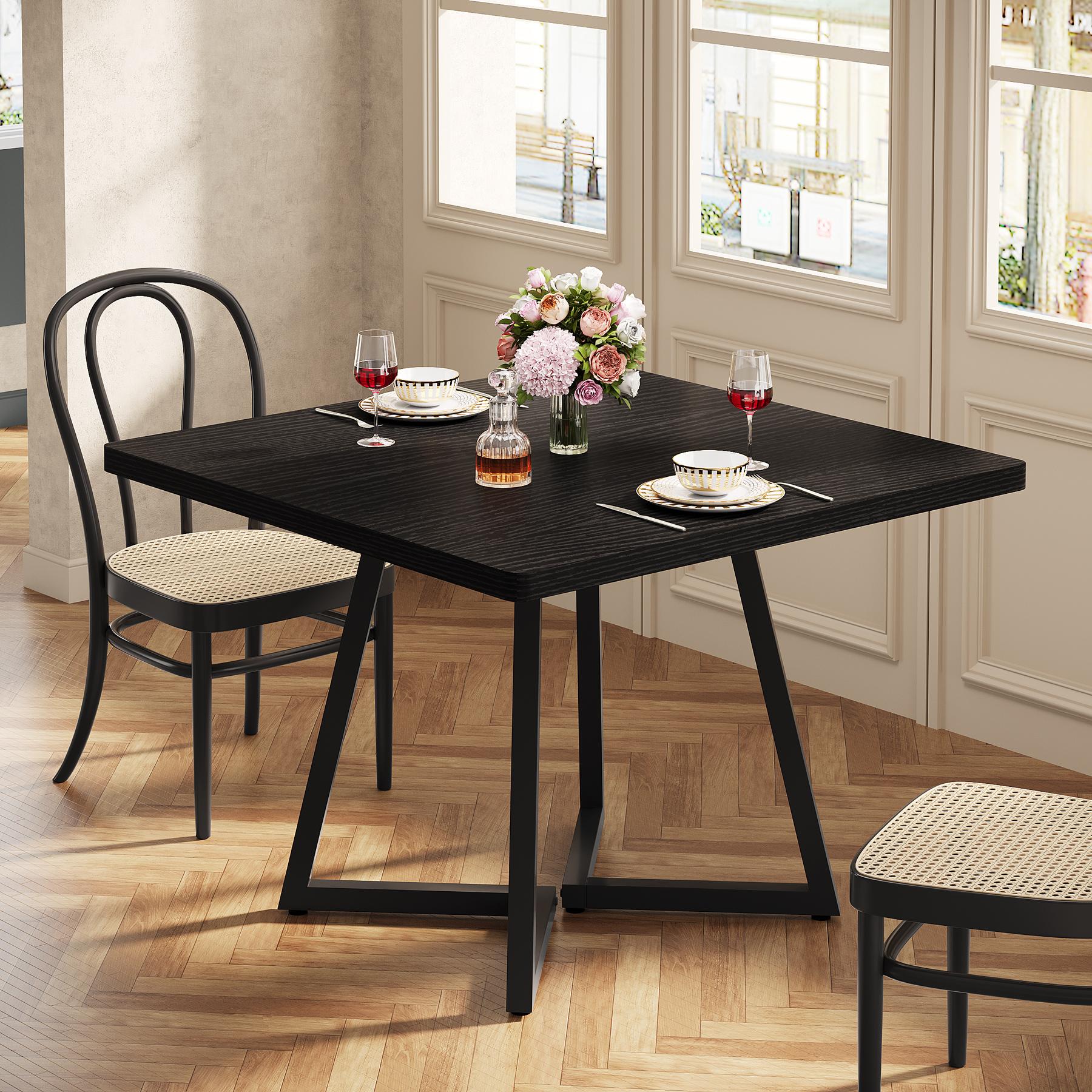LITTLE TREE Square Dining Table for 2, 31.5" Industrial Dinner Table with Metal Base, Kitchen Table for Dining Room, Small Space, Apartment