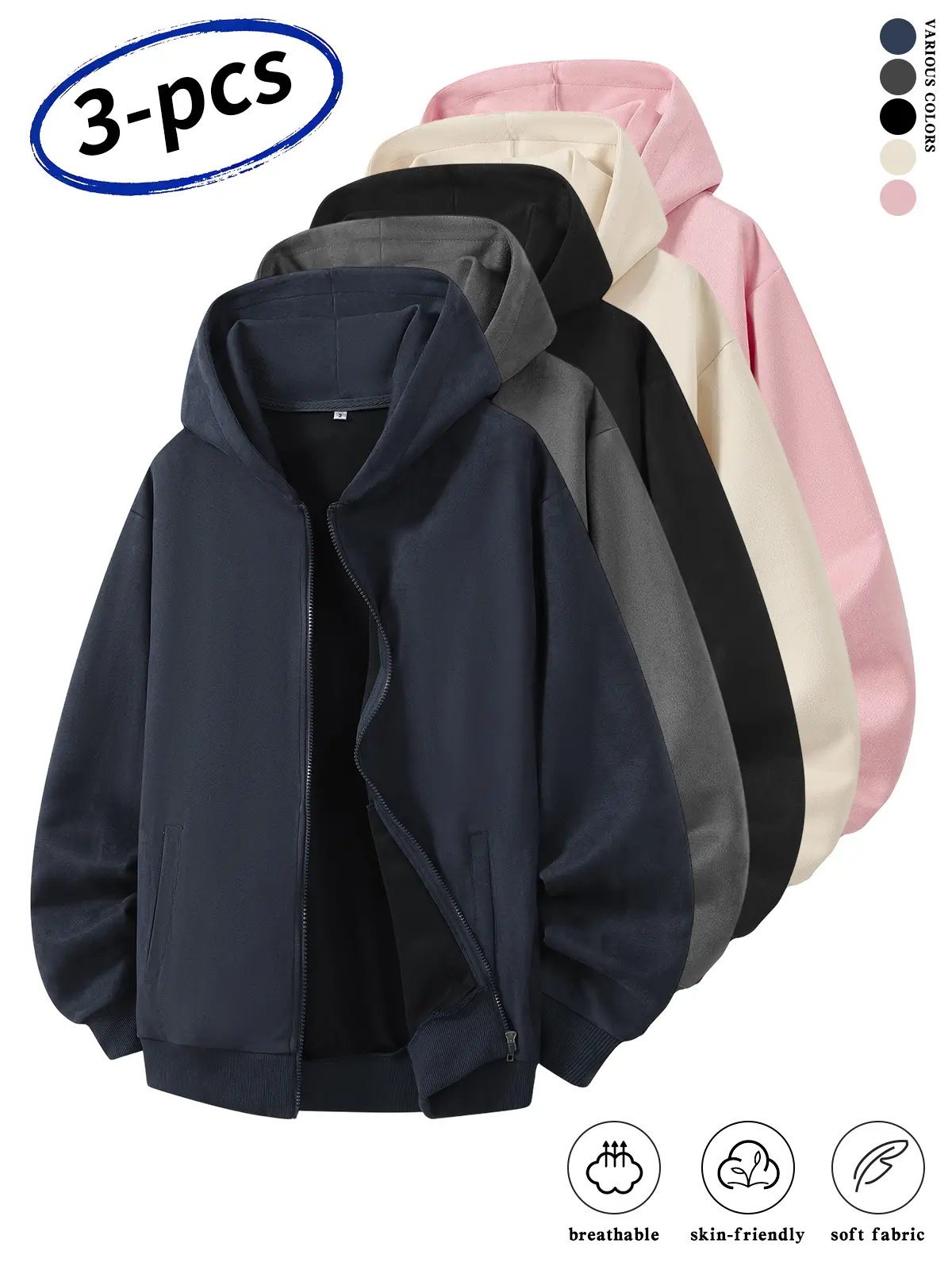 Men’s hoodies, men’s hooded outerwear, micro suede zip-up hoodie, men’s zip hoodies, suede-style jackets, solid-color hoodie, men’s clothing, ribbed cuffs, comfortable fashion, athletic sweatshirt, streetwear, going-out outfit, men’s everyday wear, fall c