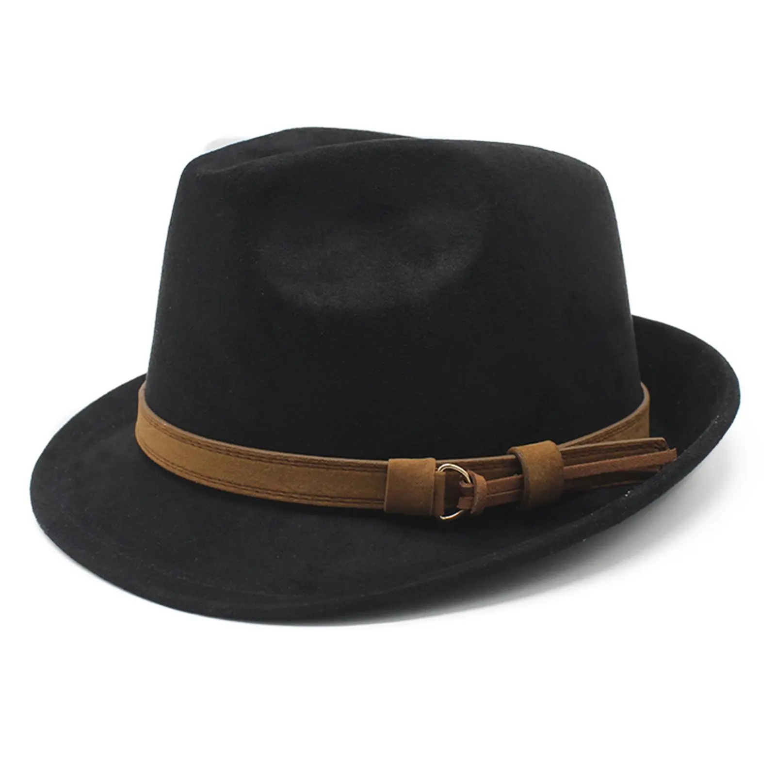 OIDEA Classic Manhattan Panama Fedora Hat for Men - Polyester Felt Short-Brim Dress Hat with Leather Buckle Band, Handmade Business-to-Casual Accessory with Crisp Form for Polished Gentleman Look, Crisp Hat Form, Handmade Construction
