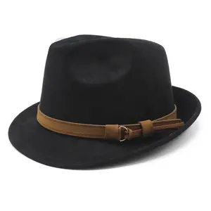 OIDEA Classic Manhattan Fedora Hat for Male, Polyester Felt Short-Brim Dress Hat with Leather Buckle Band, Fashion Clothing Accessory summerwins,summerwins