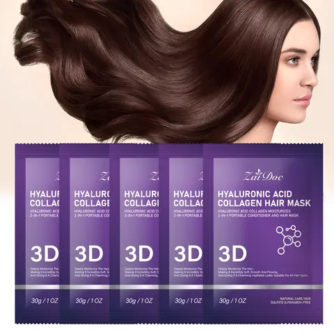 Collagen Hair Mask 30ml— Nourish hair and smooth frizz for silky tresses. Lightweight and non-greasy, suitable for all hair types. Long-term use hydrates and boosts shine, easing tangles and dryness for gorgeous hair look.
