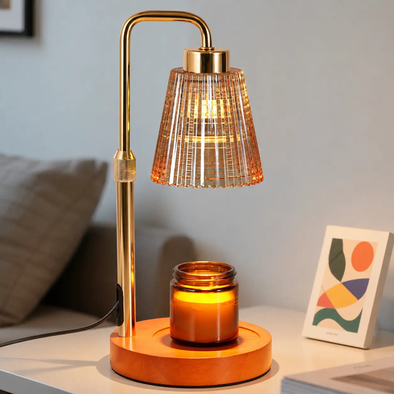 Abertree Candle Warmer Lamp with Timer & 2 Bulbs, Flameless Wax Melting Lamp for Jar Candles, Adjustable Fragrance Warmer for Bedroom Home Decor & Gifts (Candle not included)