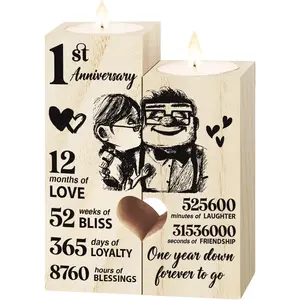 1st 1 Year Wedding Anniversary Romantic Candlestick Gifts for Couples Wife Girlfriend Husband Boyfriend, Presents for Her Him