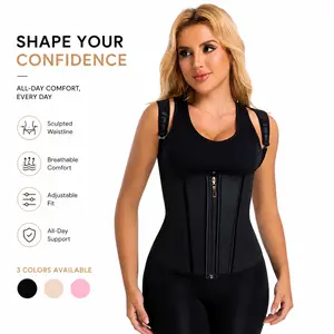 Women’s ZGANBELLE Fajas Colombianas shapewear  Tummy Control Butt Lifter Shaper with Zipper Crotch detachable shoulder strap SpringStatements Corset Waist Cincher Black