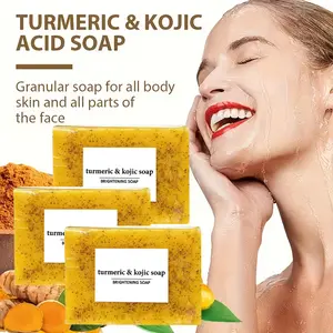 3-Pack Kojic Acid and Turmeric Soaps, Turmeric Soap for Spots Remover, Honey Lemon Turmerics Kojic Soap Bar for Face and Body, Evens Skin Tone Deep Cleansing Moisturizing