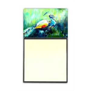 212 MAIN Proud Peacock Green Refillable Sticky Note Holder, 3x3 in Post-it Note Dispenser for Office Desk Organization