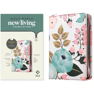 NLT Compact Zipper Bible Filament Enabled – Floral Garden Cloth Cover, Red Letter Edition Paperback