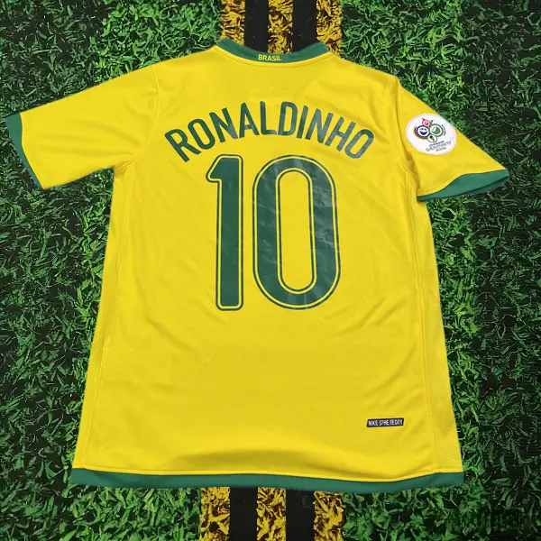 2006 Brazil Home 10 Ronaldinho Short Sleeve Soccer Jersey