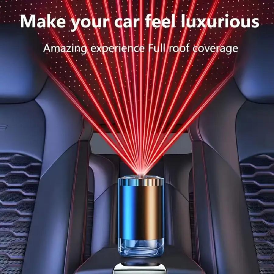 This smart car fragrance diffuser combines an air freshener, aromatherapy diffuser, humidifier, starry sky projector, and ambient lighting into one device. It can keep the air inside the car fresh for a long time