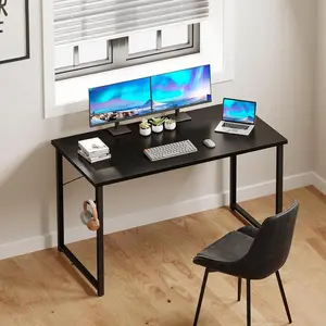 【Black Friday】Computer Desk for Home Office, Modern Study Work Table Simple Style for Bedroom, Writing Desks with X-Shaped Reinforcement, Rust
