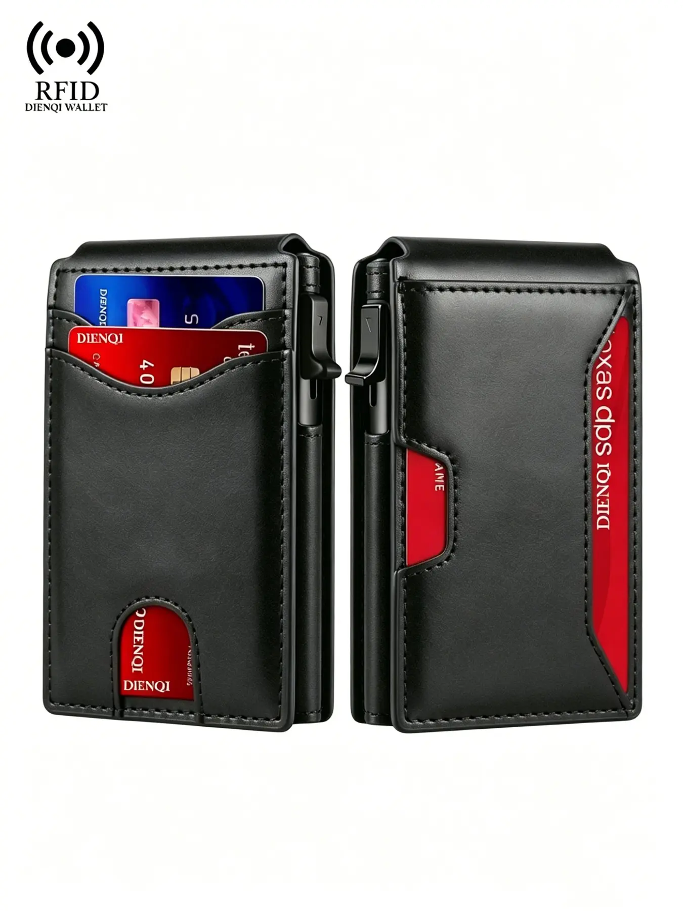 RFID Blocking Pop-Up Card Holder Wallet, Slim Bifold Design, ID Window, Cash Slot & Card Slots Pocket, Anti-Scan Minimalist Organizer for Men
