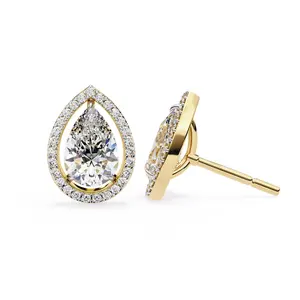 1.62 Carat Tear Drop Lab Created Halo Diamond Stud Earrings