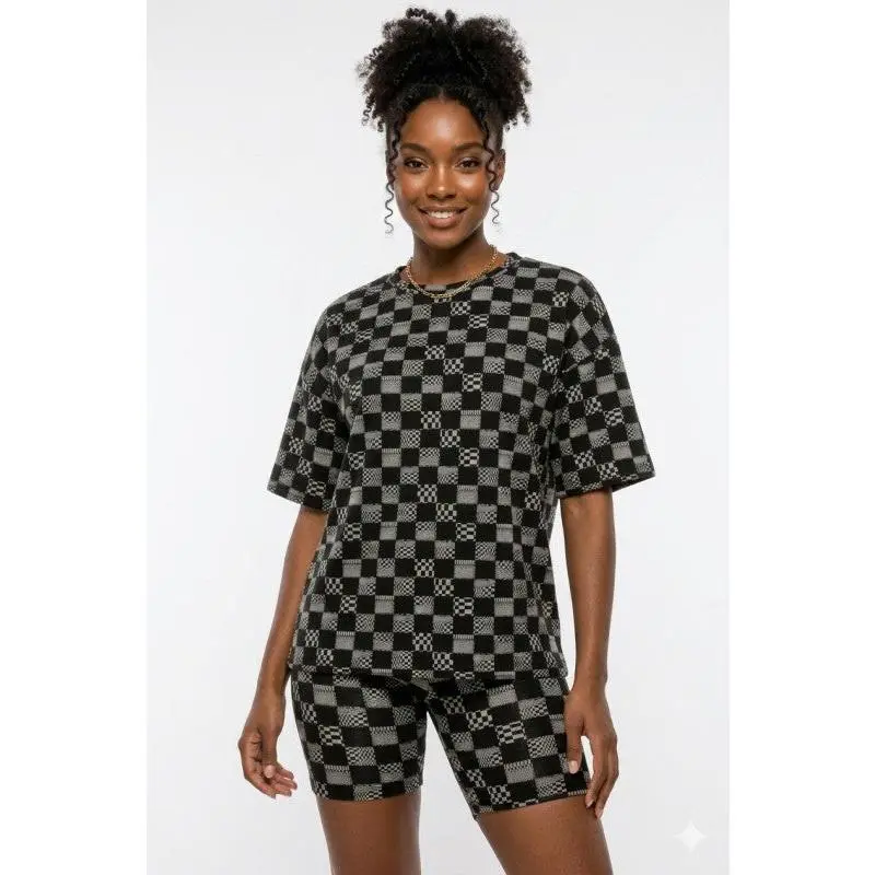 Women’s Checkered Luxe Two‑Piece Set